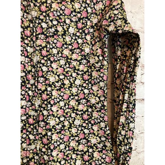 JACHS Girlfriend Shirt Womens 6 Black Micro Floral Button Up Cotton Long Sleeve - Picture 4 of 12